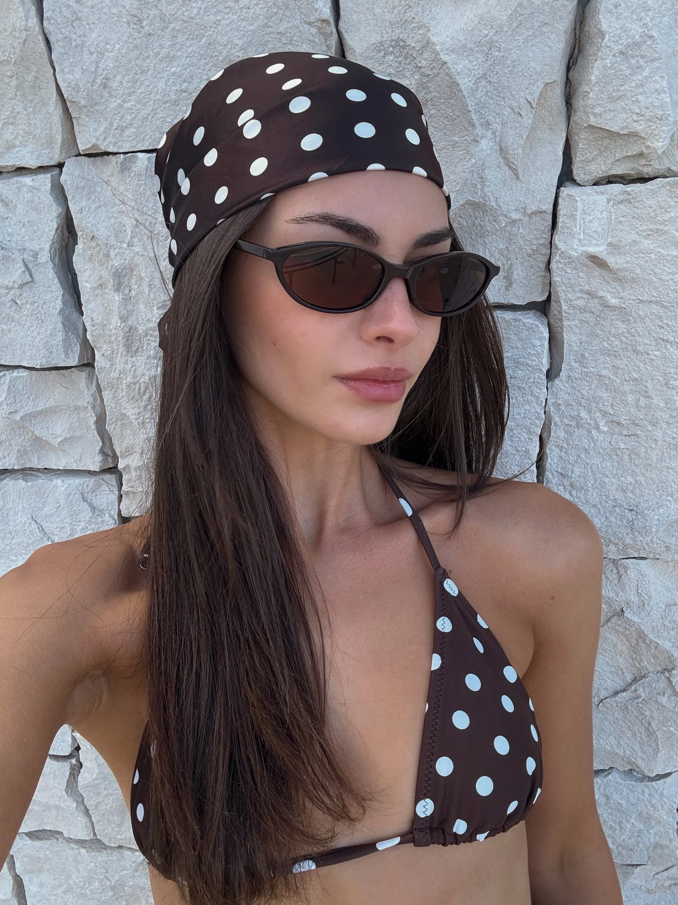 Havana Head Scarf Chocolate Polka - Image 3
