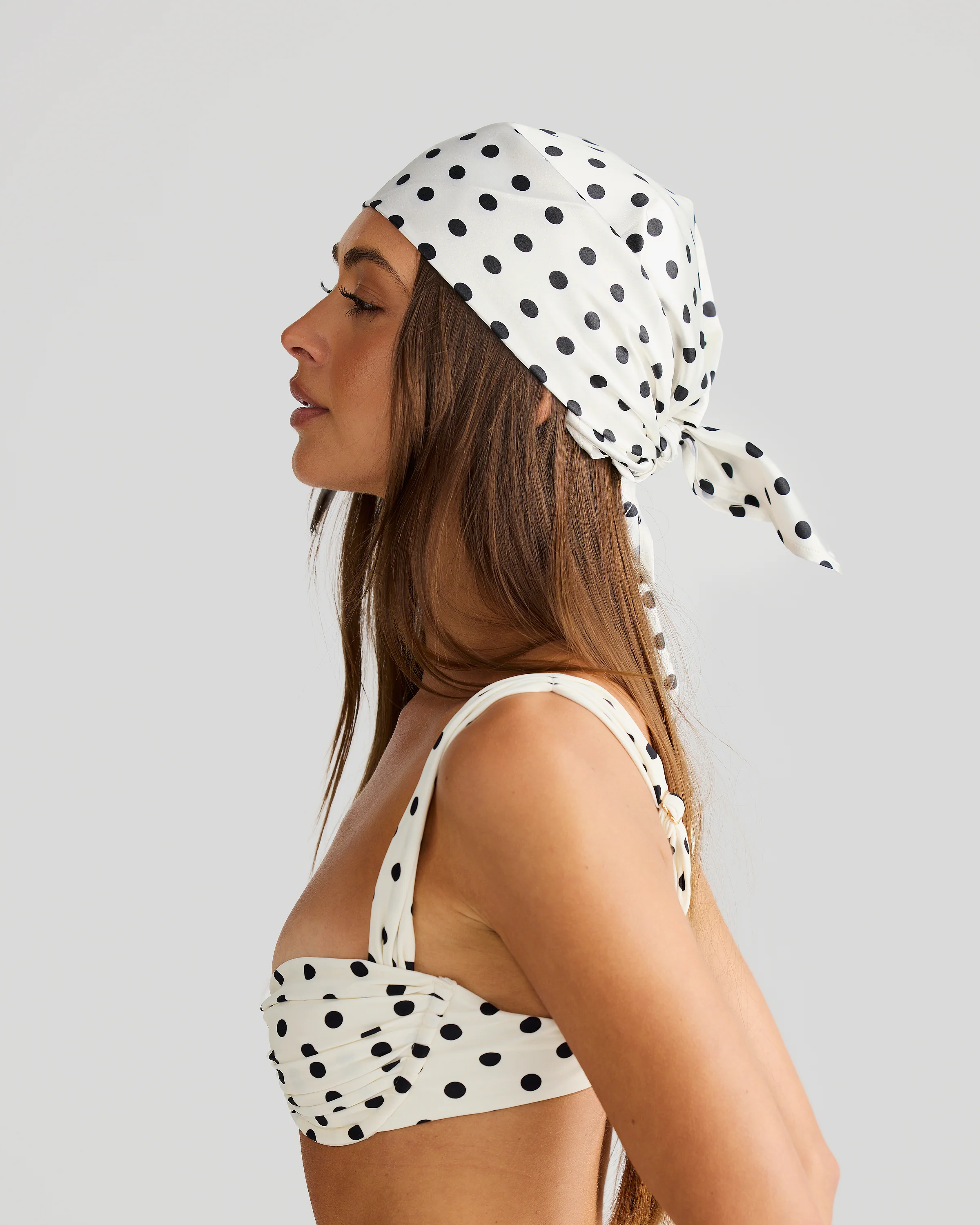 Havana Head Scarf Ivory Polka - Image 3