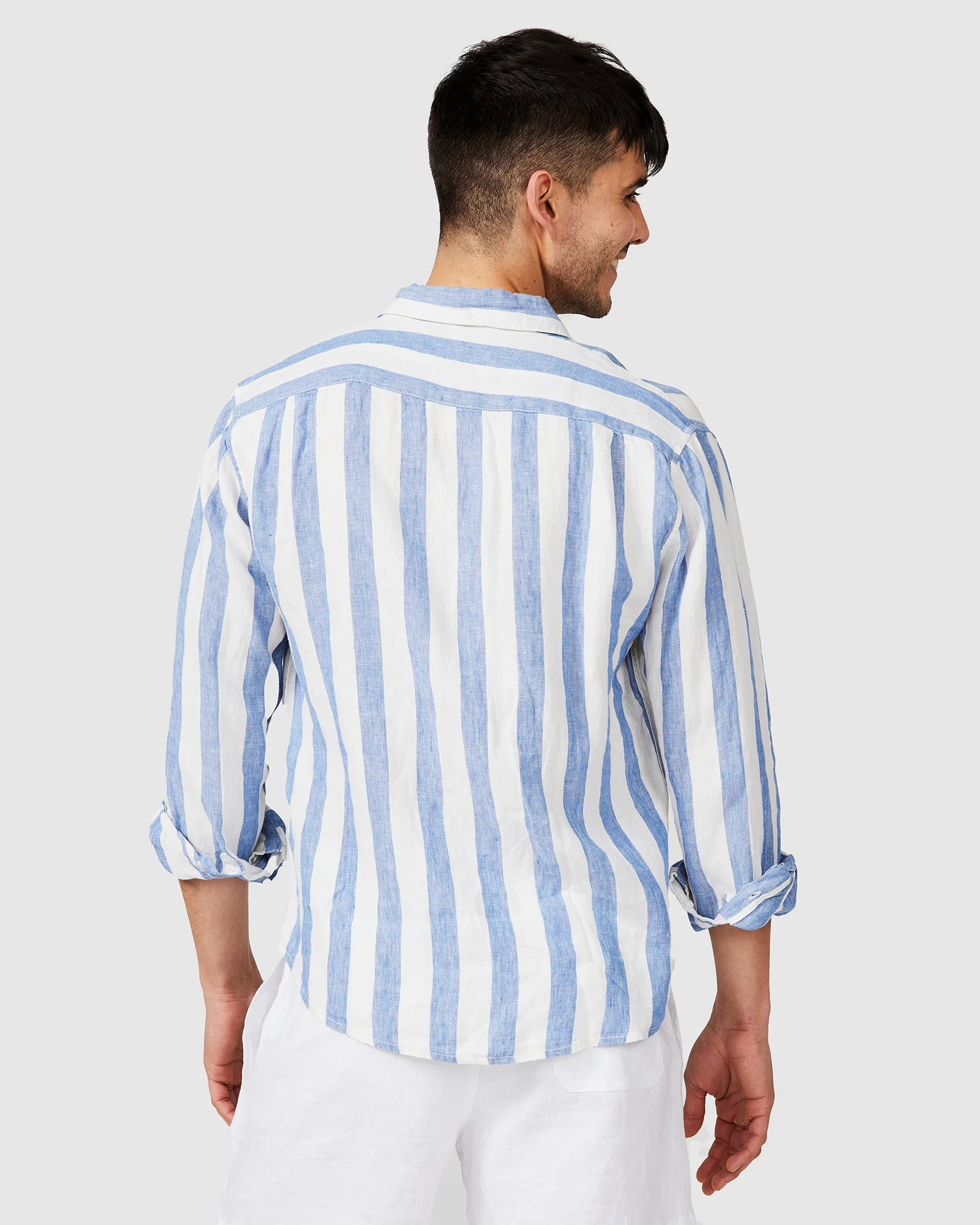 Linen Shirt Blue Stripe - Image 3