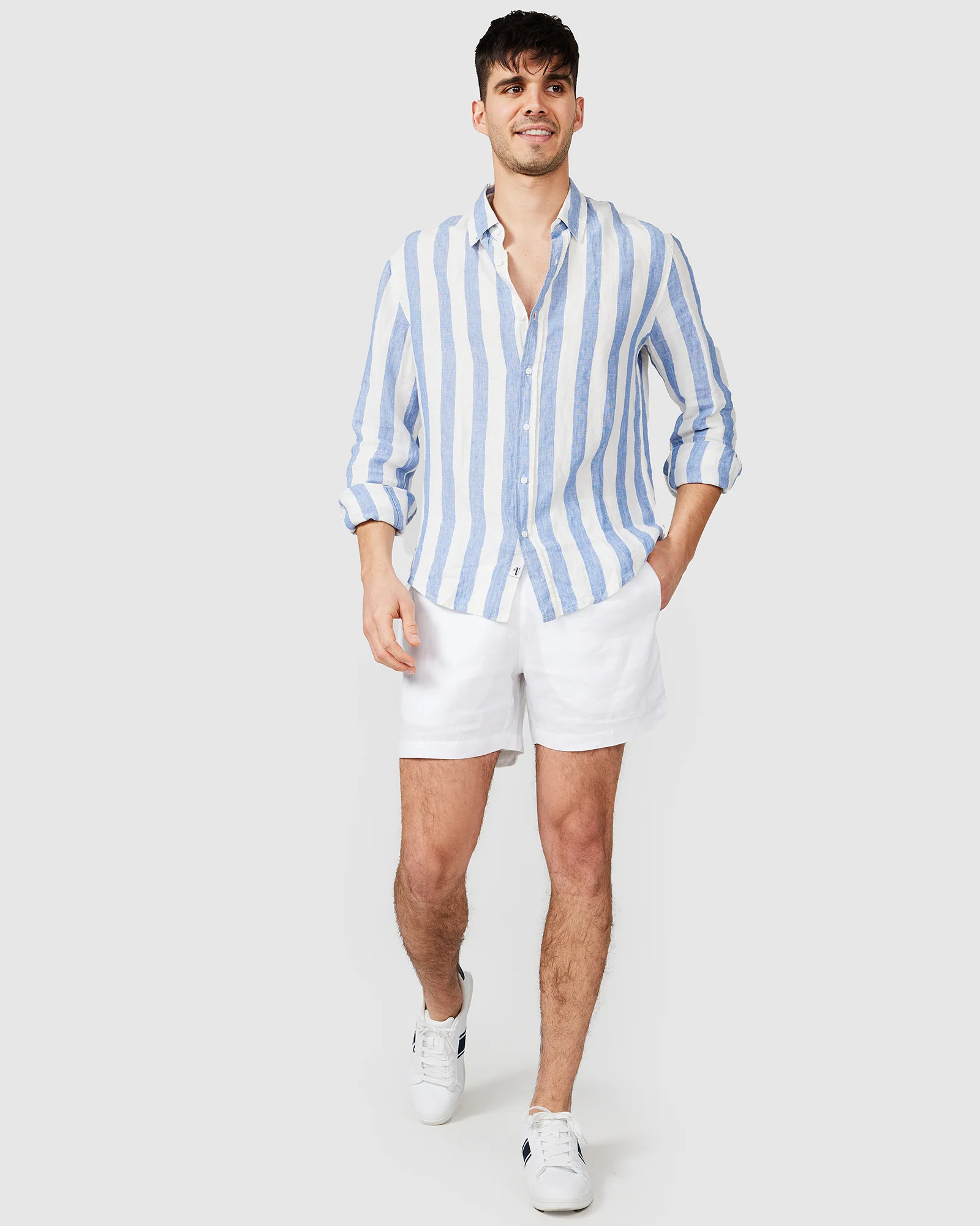Linen Shirt Blue Stripe - Image 4