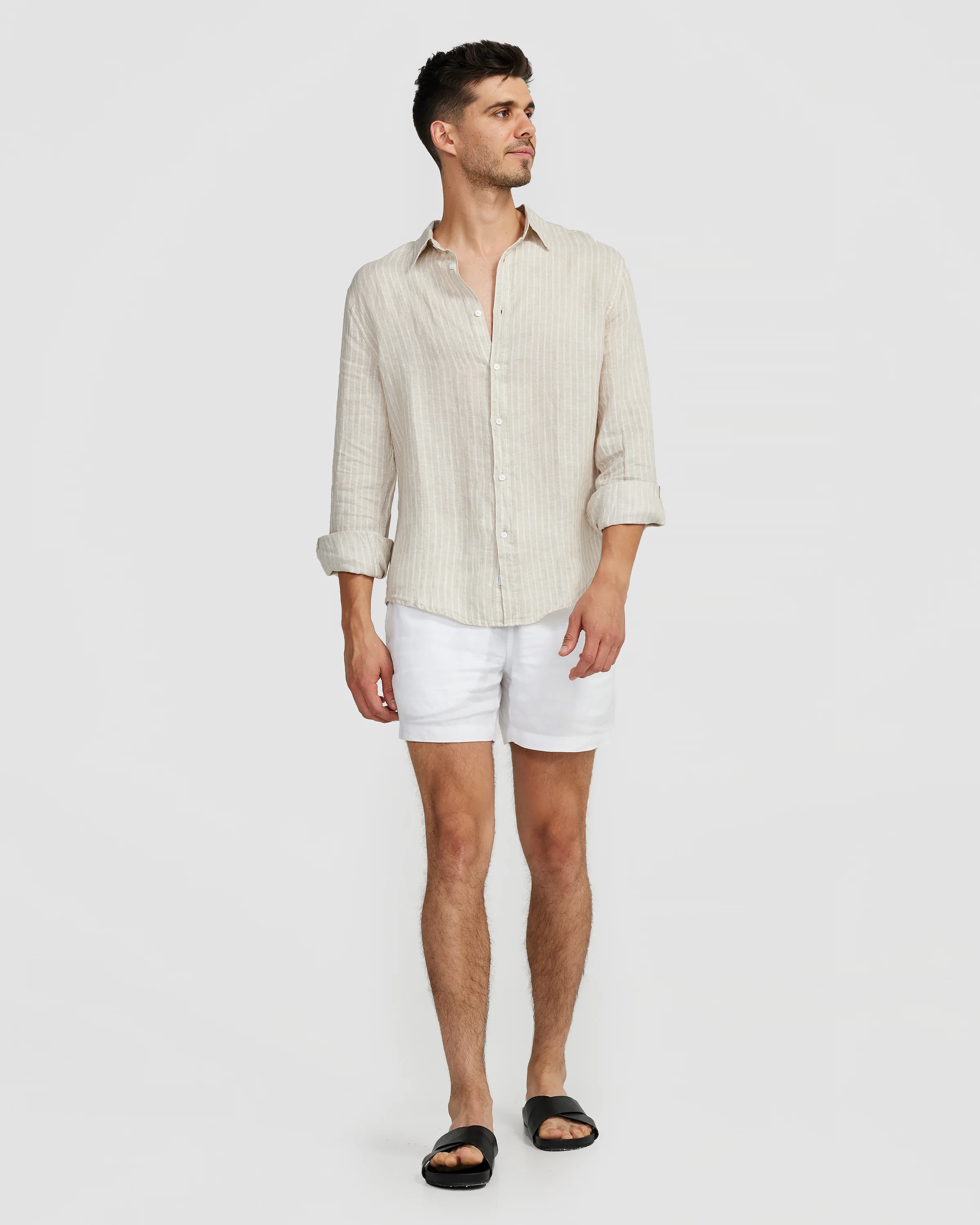 Linen Shirt Brown Stripe - Image 3