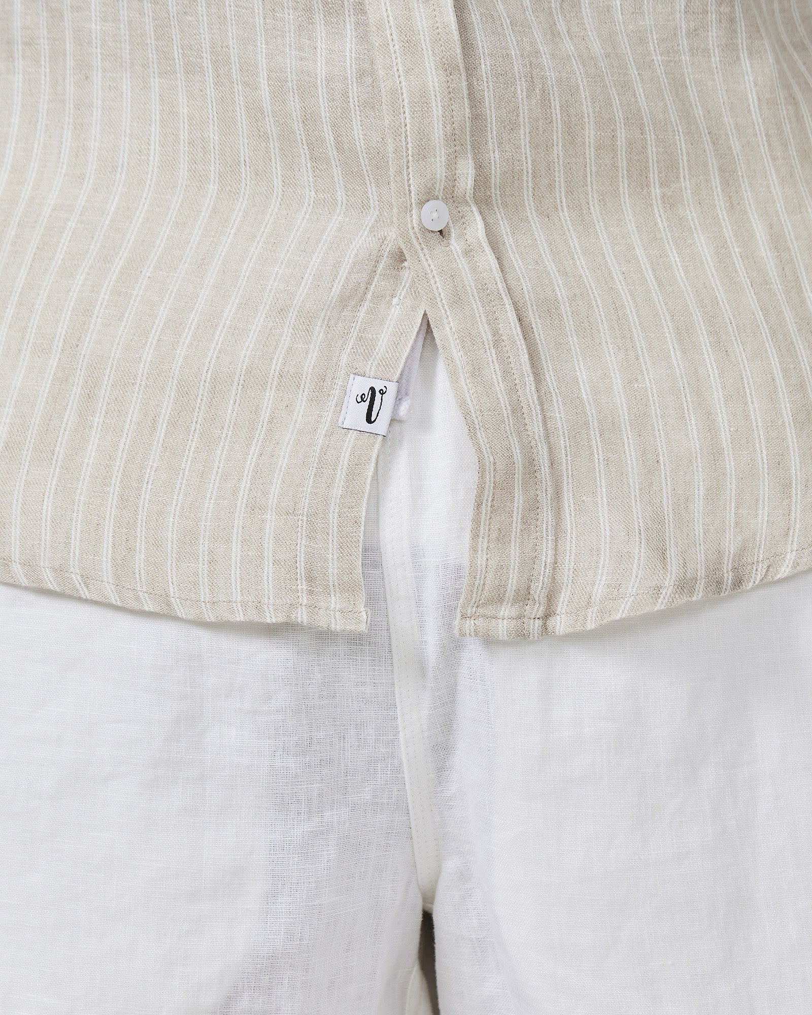 Linen Shirt Brown Stripe - Image 4
