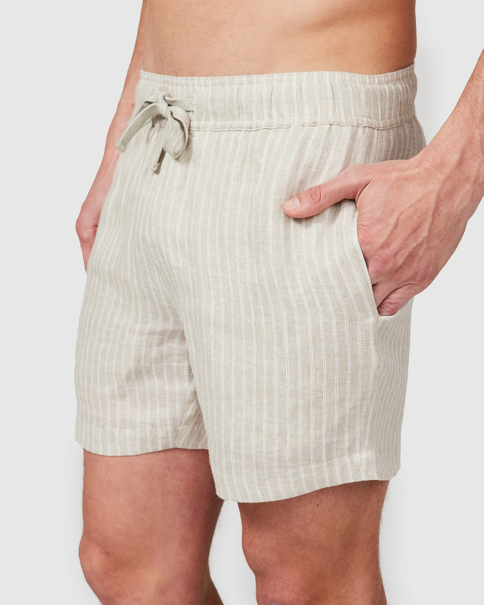 Linen Shorts Brown Stripe - Image 4