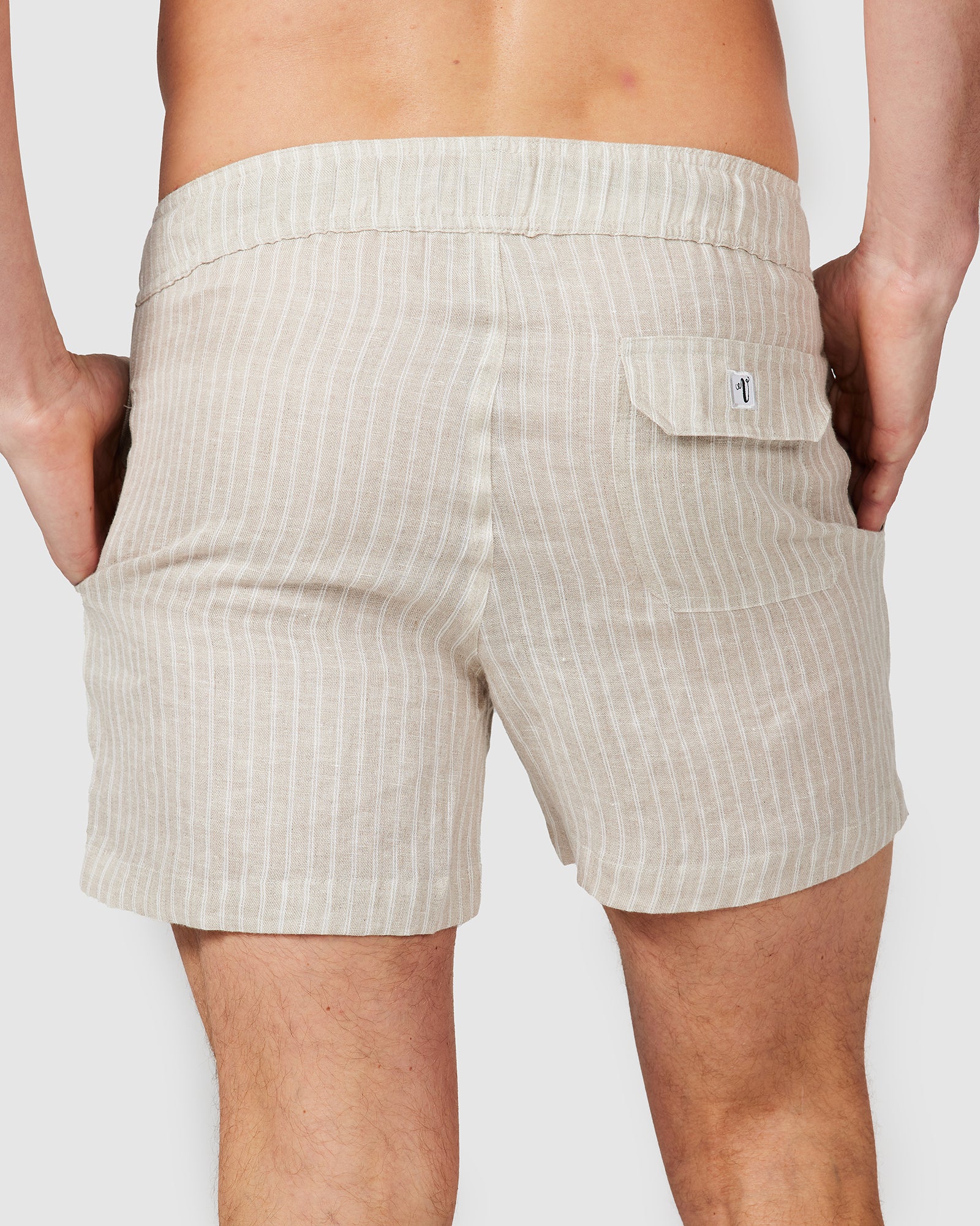 Linen Shorts Brown Stripe - Image 5