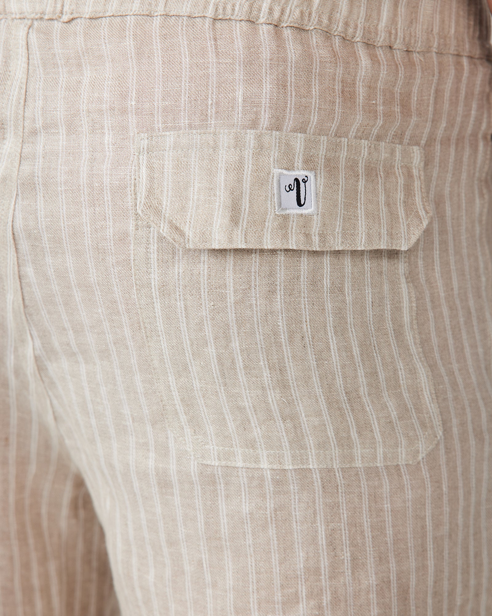 Linen Shorts Brown Stripe - Image 6