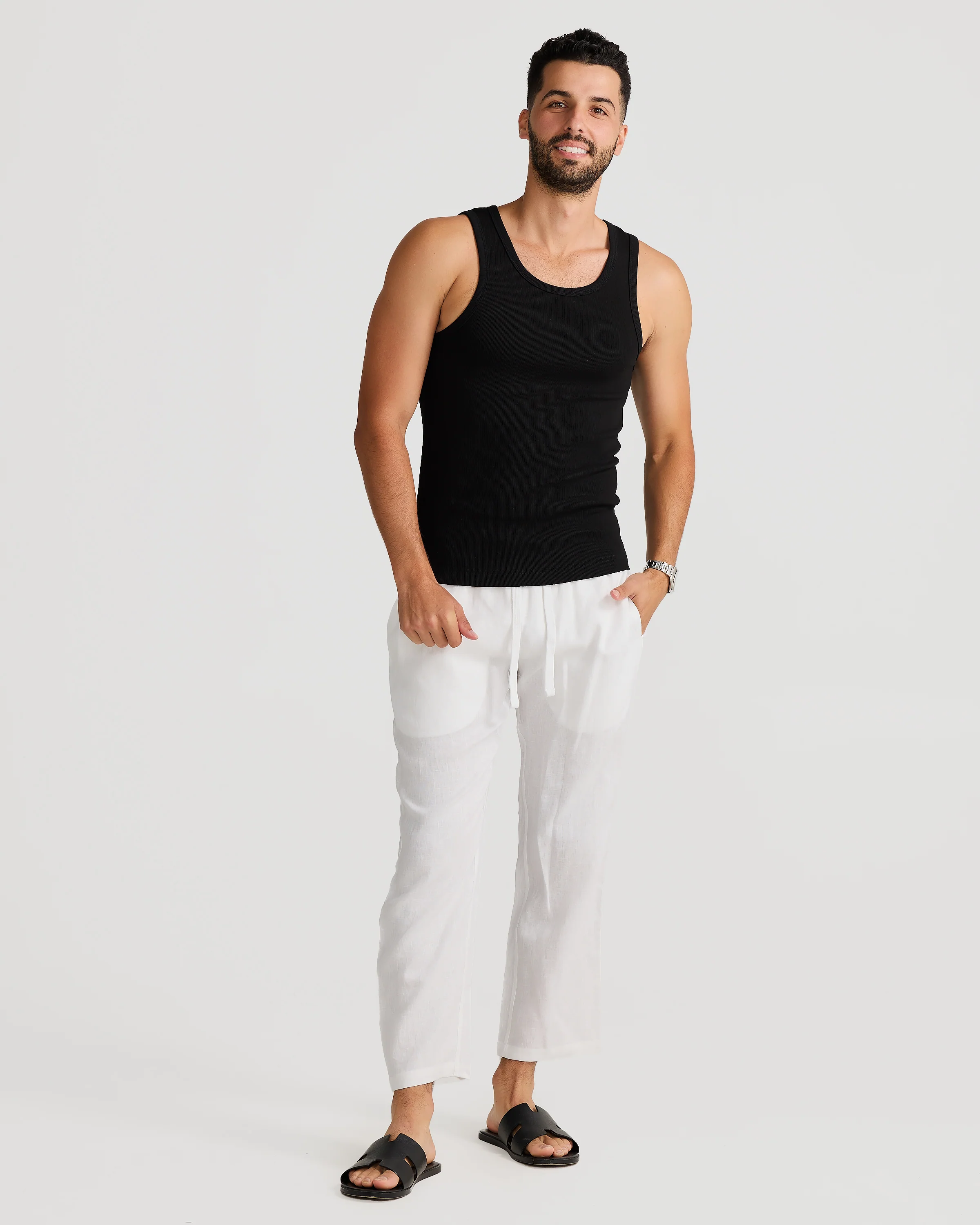 Rib Singlet Black - Image 3