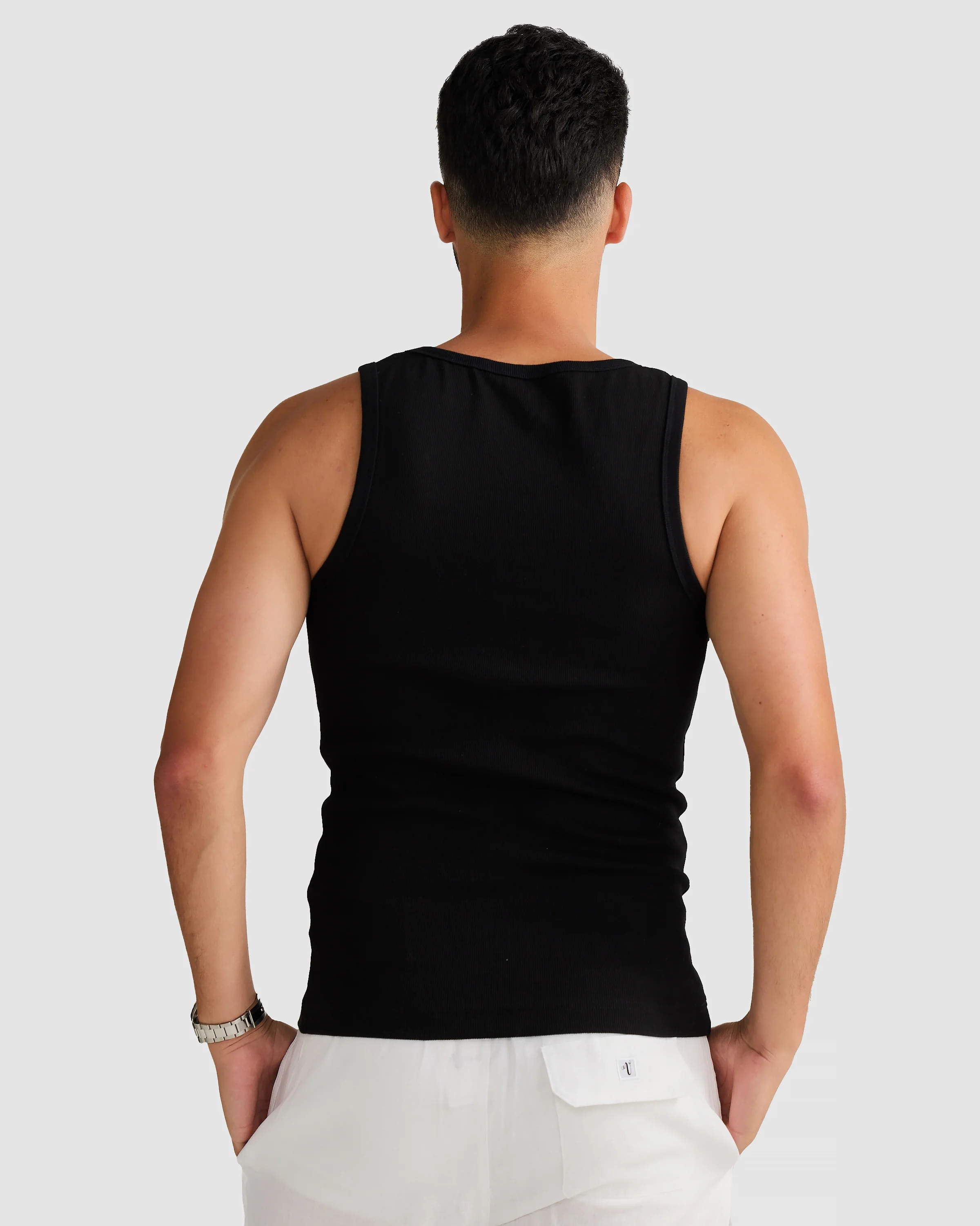 Rib Singlet Black - Image 5