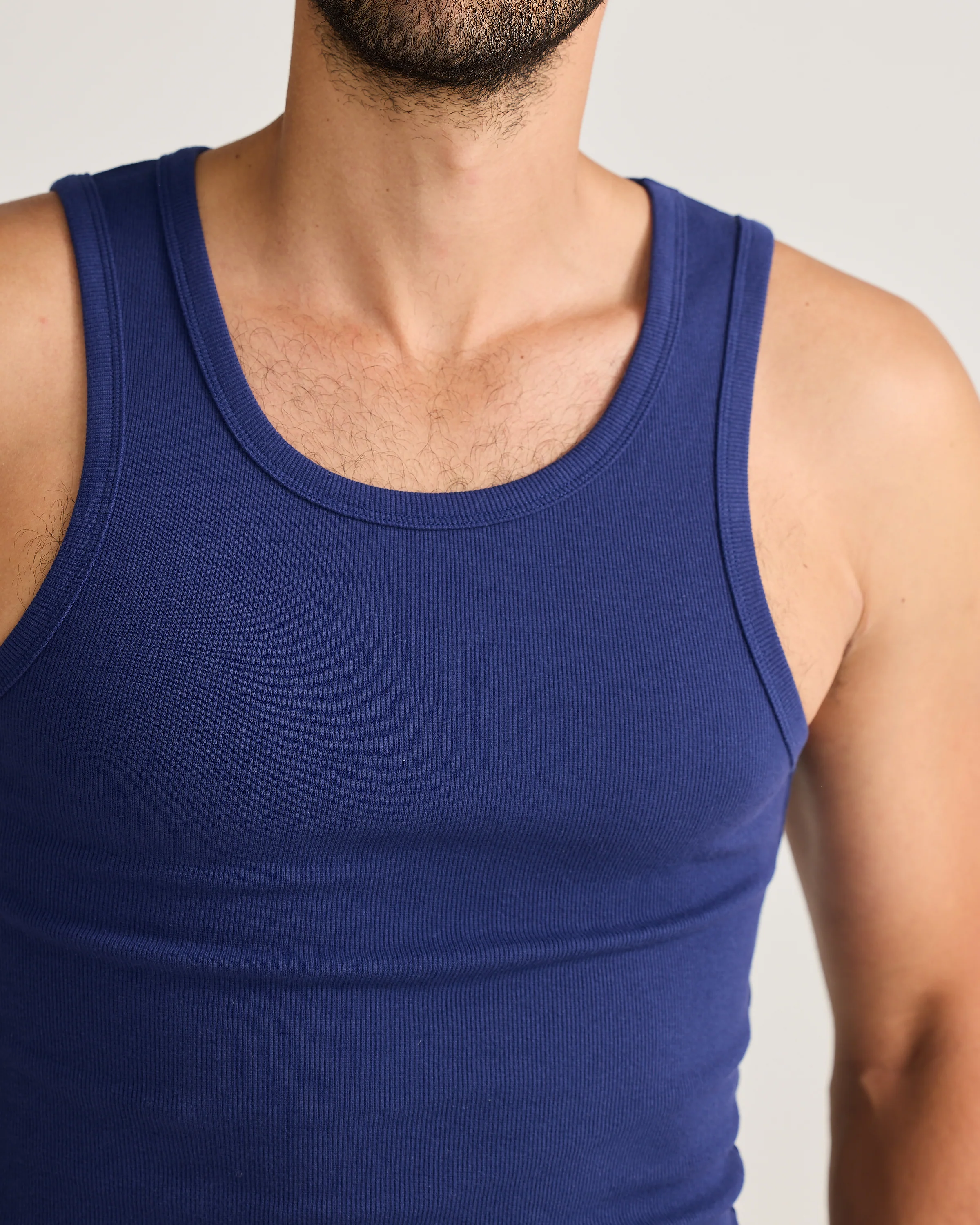 Rib Singlet Navy - Image 4