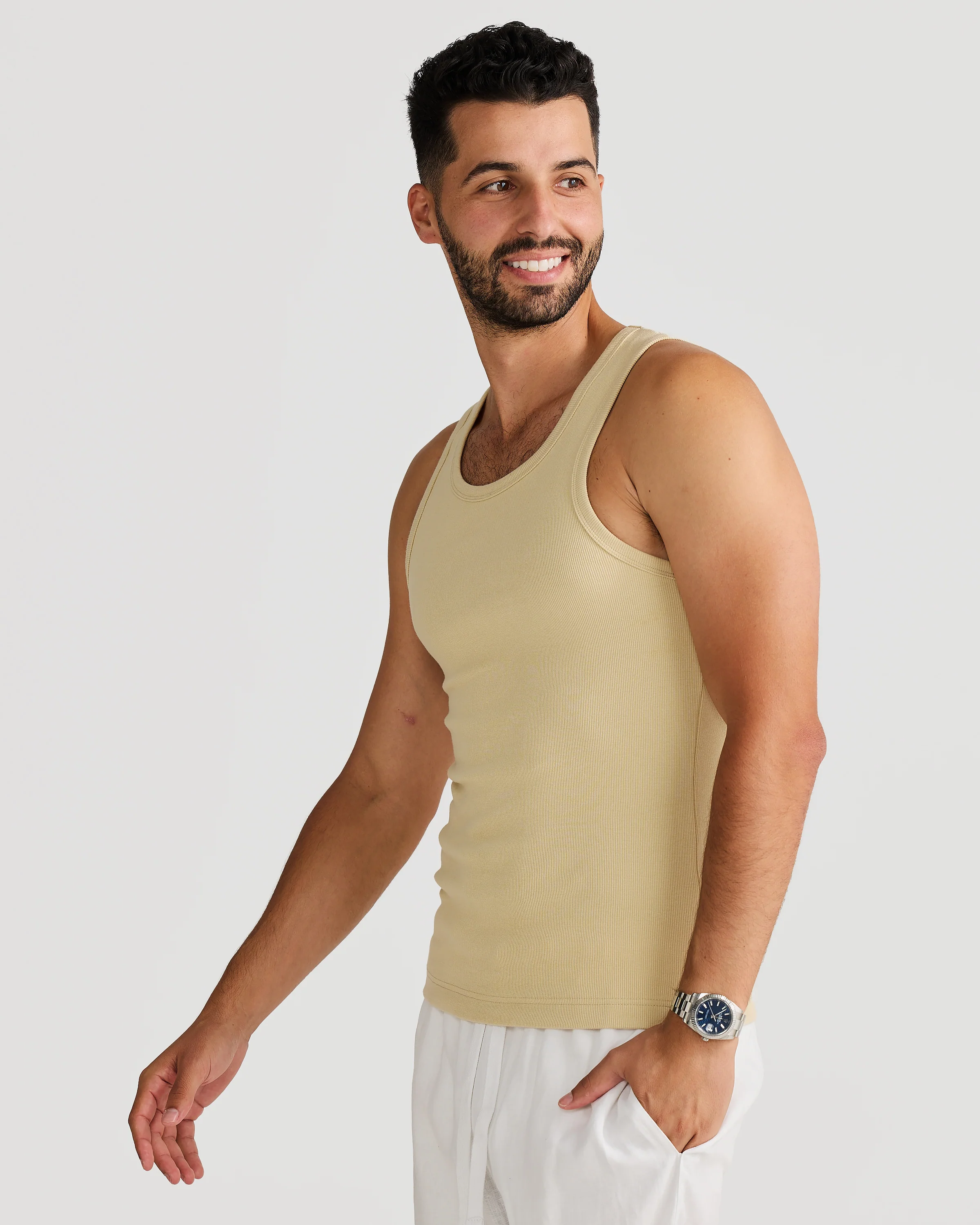 Rib Singlet Sand - Image 2