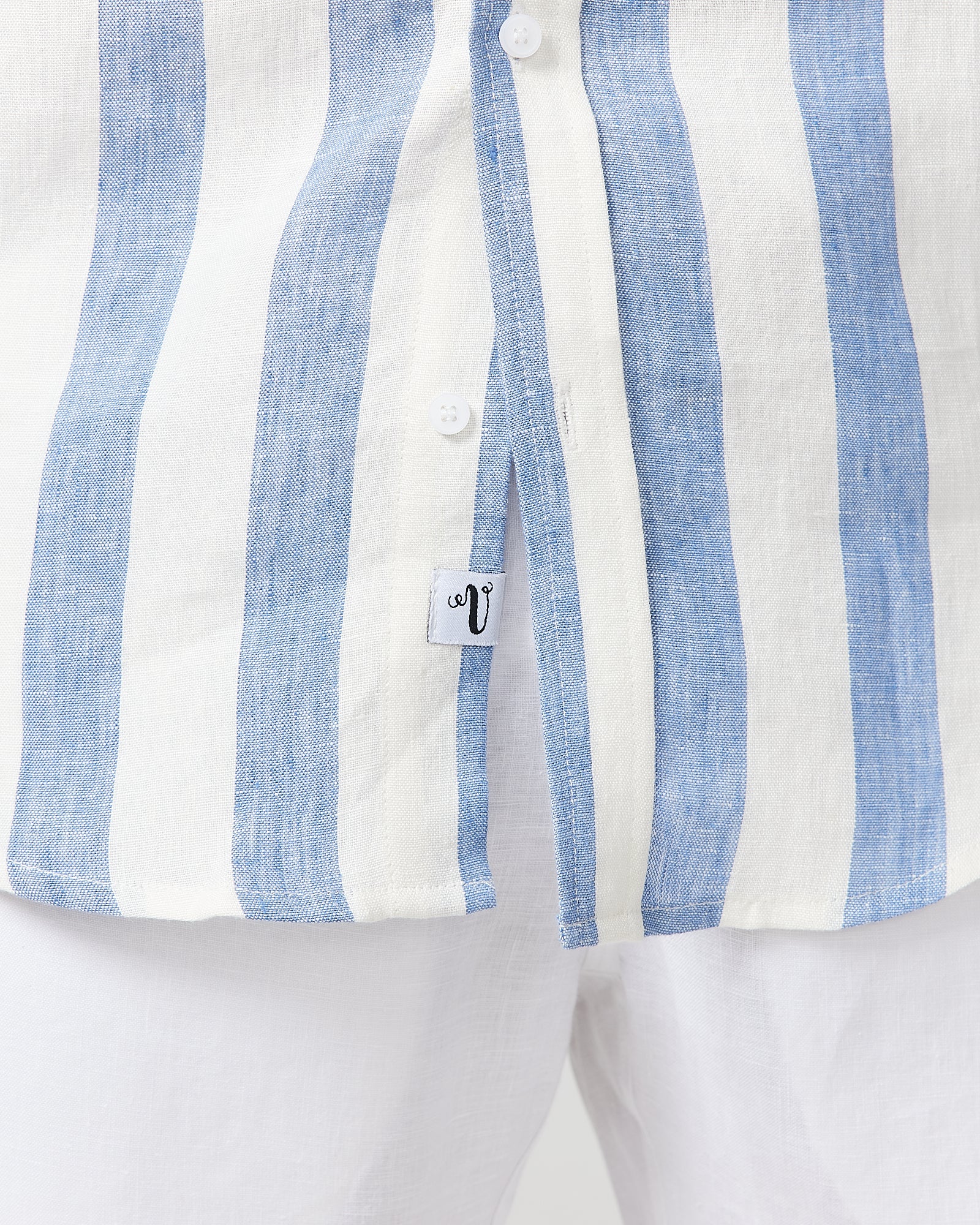 S/S Linen Shirt Blue Stripe - Image 6